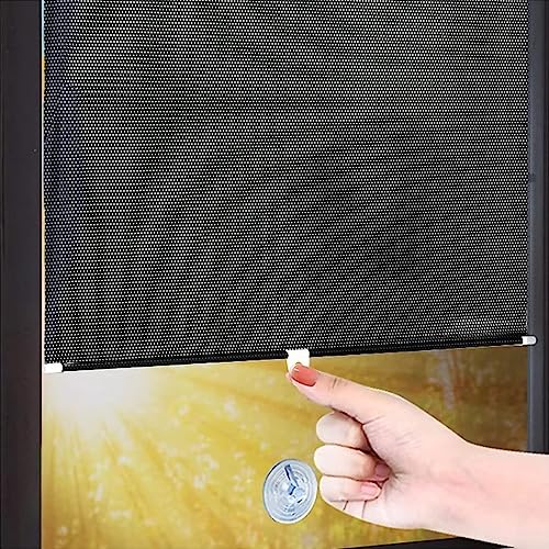 GOFOHIMI Rollo Verdunkelungsrollo Mit Saugnapf,Fensterrollo Rollo Dachfenster,Sichtschutz Einziehbarer,Auto Sonnenblende,Temporäre Jalousien,für Büro,ohne Bohren（W45xL125cm/18x49in） von GOFOHIMI