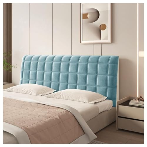 GOFOHIMI Samt-Bett-Kopfteil-Schonbezug, Stretch-Einzel-/Doppelbett-Kopfteil-Bezüge, gepolsterter All-Inclusive-Rückenlehnenbezug,Blau grau,180cm von GOFOHIMI