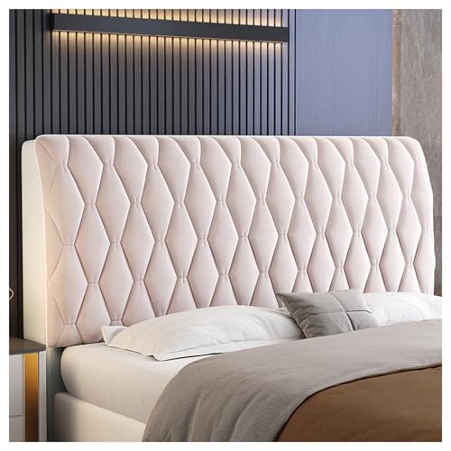 GOFOHIMI Samt Kopfteil Abdeckungen für King Size Bett Kopfteil Abdeckung Queen Vollstaubdicht Kopfteil ProtektorKopfteil Abdeckung Twin Kopfteil Slipcover,Beige,180cm von GOFOHIMI