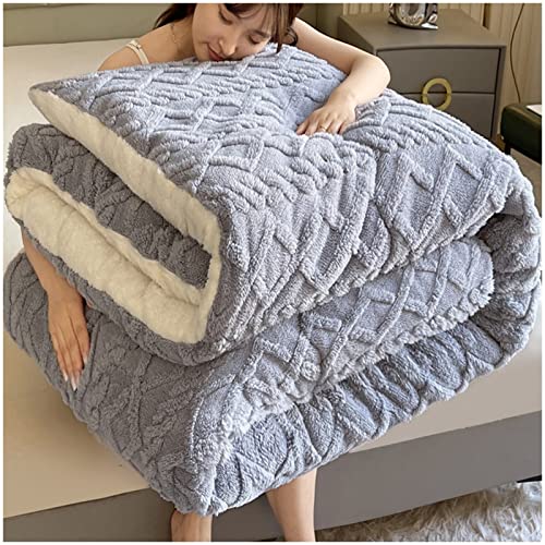 GOFOHIMI Soft Flanell Mikrofaserdecke Steppdecke, Flauschige Kaschmir Steppdecken, Dicke Warme Winterdecke Verdicken Sie Lamm Kaschmir Decke Winter Warme Winterdecke von GOFOHIMI