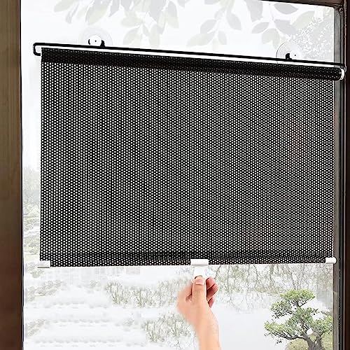 Verdunkelungsrollo Ohne Bohren,Sonnenschutz Einziehbarer Saugnapfes Rollo,UV-Schutz Dachfenster Rollo,Temporäre Jalousien, Thermo Rollos für Fenster und Tür,Sonnenblende（W50xL125cm/20x49in） von GOFOHIMI