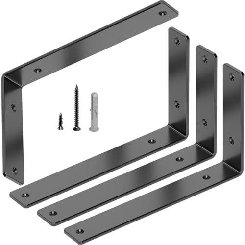 GOFOWRK 4 Stück Regalhalterung, 12Inch/305×200mm Schwerlast L Regalwinkel 5,4mm Verdickt, 90 Grad Schwerlastwinkel für die Wandmontage, Tragkraft 120 KG, Schwarz GOFOWRK 4 Stück Regalhalterung, 12Inch/305×200mm Schwerlast L Regalwinkel 5,4mm Verdickt, 90 Grad Schwerlastwinkel für die Wandmontage, Tragkraft 120 KG, Schwarz von GOFOWRK