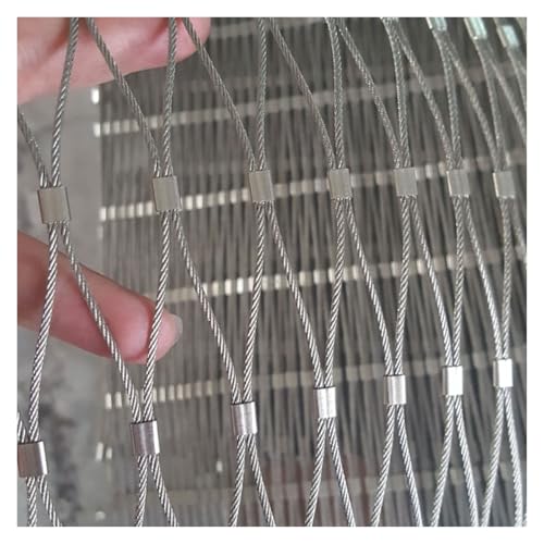 04 Edelstahl Seilnetz Zaun Draht Gardinen Draht Luftdurchlässig und Lichtdurchlässig für Garten, Haus, Balkon, Treppe, 2mm, 10cm(2x2m/6.56x6.56ft) von GOFQB