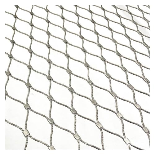 GOFQB 304 Edelstahl Seilnetz Hohe Zugfestigkeit Optische Transparenz Flexibles Seil Geländer Netz für Balkone, Treppen, Innenhöfe(2x5m/6.56x16.4ft) von GOFQB