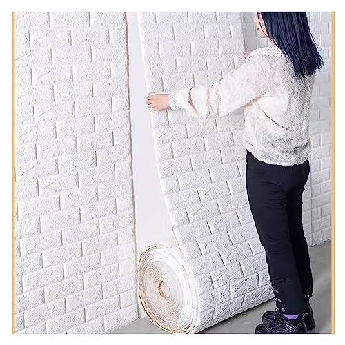 GOFQB 3D-Wandpaneele Wasserfeste Fliesen zum Abziehen und Aufkleben für: Küche, Badezimmer, Wohnzimmer Selbstklebende Tapete mit künstlicher Struktur abnehmbar (Color : White, Size : 70CMX30M) von GOFQB