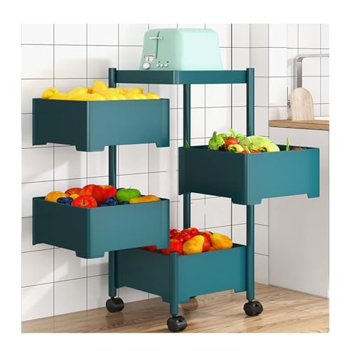 GOFQB Bodenstehendes Gemüseregal mit Rädern Aufbewahrung und Organisation in der Küche Einfaches Bewegen für: Badezimmer, Balkon, Küche (Color : Green, Size : Four Layers) von GOFQB