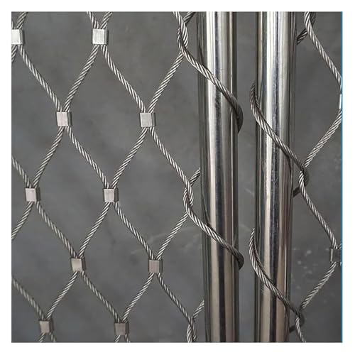 GOFQB Edelstahl Netz Drahtseilschutznetz Gardinen Draht Flexibles Seil Geländer Netz Stabile Leistung für Balkone, Treppen, Innenhöfe, 10 cm, 2 mm(5x9m/16.4x29.52ft) von GOFQB