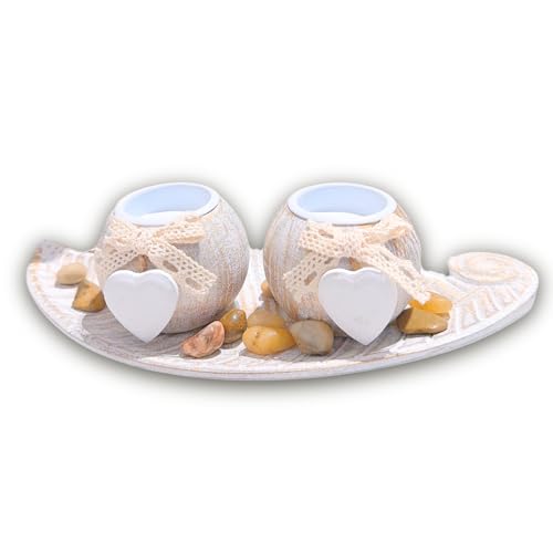 GOGOGREAT Holz Teelicht Kerzenhalter Set Weiß Teelicht Stumpenkerzenhalter mit Holztablett Blattform Dekoschale Kerzentablett GOGOGREAT Holz Teelicht Kerzenhalter Set Weiß Teelicht Stumpenkerzenhalter mit Holztablett Blattform Dekoschale Kerzentablett von GOGOGREAT
