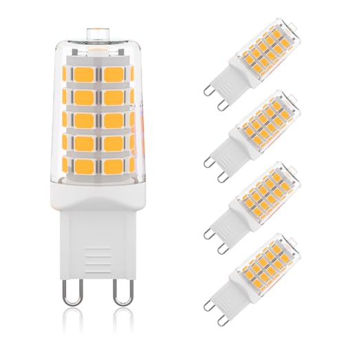 G9 LED Warmweiß Nicht Dimmbar 5er, G9 Leuchtmittel 230V 4W 2700K 450Lm LED Äquivalent zu 40W T4 Halogen Glühbirne, LED Birne mit 360° Abstrahlwinkel, für Kristall Schreibtisch Lampe Heimbeleuchtung von GOHDLAMP