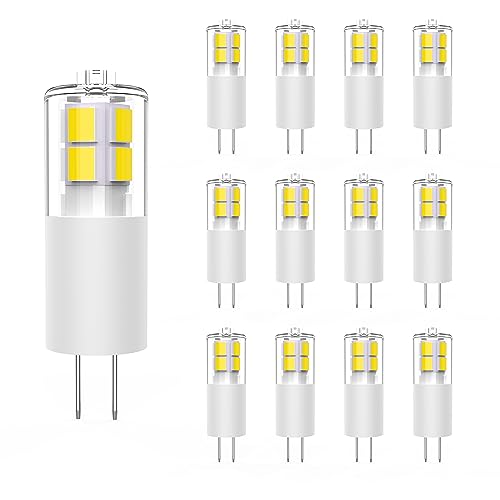 GOHDLAMP G4 LED Leuchtmittel Kaltweiß 6000K 12V AC/DC nicht dimmbar 12 Stück G4 LED Bi-Pin Sockel – 3W G4 LED ersetzt 30W Halogenbirne für Heim- und Landschaftsbeleuchtung von GOHDLAMP