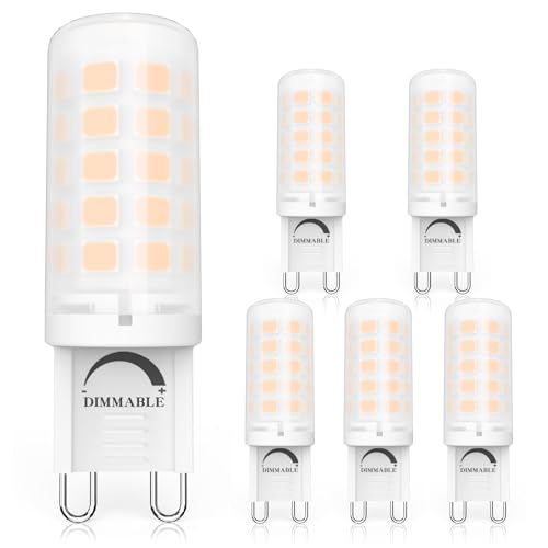 G9 LED Dimmbar 6er, 3000K AC220-240V 3W Ersatz 40W G9 Halogenlampe, 3W Glühbirne LED Leuchtmittel für Drinnen und Draußen Schmücken Beleuchtung Kein Flackern Glühlampe Table lamp von GOHDLAMP