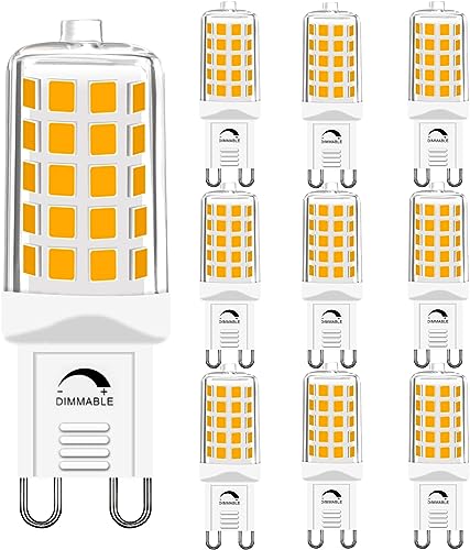 GOHDLAMP G9 LED Warmweiß Lampe 2700K LED Leuchtmittel Dimmbar 10er,230V 4W Entspricht 40W Halogenlampe,T4 Glühbirne 450 Lumen kein Flackern Enegiesparende G9 Kleine Birne von GOHDLAMP