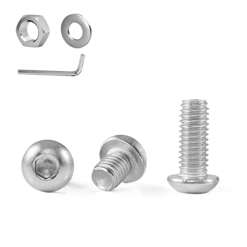 GOHODOMINO Linsenkopfschraube mit Innensechskant nach Norm: ISO 7380-1 Edelstahl A2 V2A Vollgewinde Halbrundkopfschraube Flachkopfschraube (20 Stück, M8×20mm) von GOHODOMINO