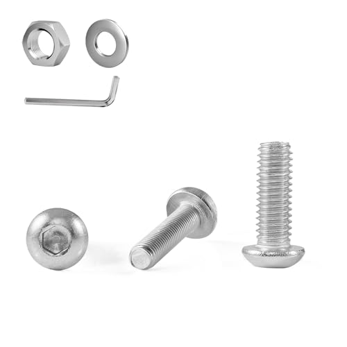 GOHODOMINO Linsenkopfschraube mit Innensechskant nach Norm: ISO 7380-1 Edelstahl A2 V2A Vollgewinde Halbrundkopfschraube Flachkopfschraube (20 Stück, M8×30mm) von GOHODOMINO