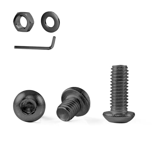 GOHODOMINO Linsenkopfschraube mit Innensechskant nach Norm: ISO 7380-1 Edelstahl A2 V2A Vollgewinde Halbrundkopfschraube Flachkopfschraube Schwarzoxid (20 Stück, M8×20mm) von GOHODOMINO