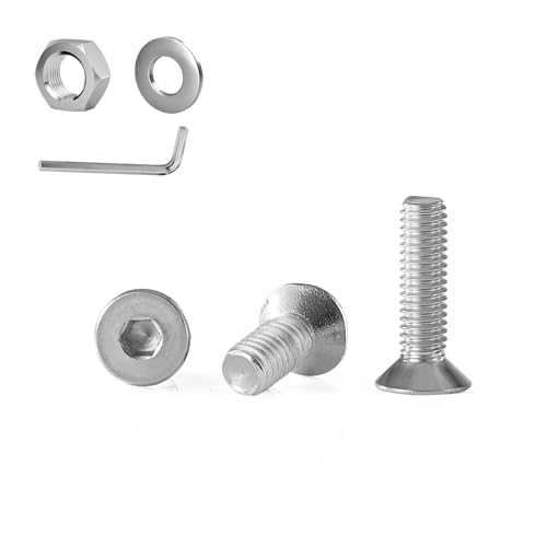 GOHODOMINO M6×10mm (20Stück) Senkschrauben mit Innensechskant DIN 7991 (ISO 10642) Vollgewinde Senkkopfschraube aus rostfreiem Edelstahl A2 V2A von GOHODOMINO