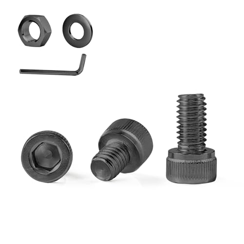 GOHODOMINO M6×10mm (20Stück) Zylinderschrauben mit Innensechskant DIN 912 (ISO 4762) Vollgewinde Zylinderkopfschrauben Schwarzoxid aus rostfreiem Edelstahl A2 V2A von GOHODOMINO