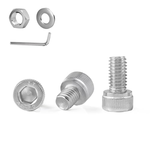 GOHODOMINO M6×10mm (20Stück) Zylinderschrauben mit Innensechskant DIN 912 (ISO 4762) Vollgewinde Zylinderkopfschrauben aus rostfreiem Edelstahl A2 V2A von GOHODOMINO