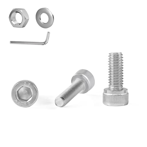 GOHODOMINO M6×25mm (20Stück) Zylinderschrauben mit Innensechskant DIN 912 (ISO 4762) Vollgewinde Zylinderkopfschrauben aus rostfreiem Edelstahl A2 V2A von GOHODOMINO