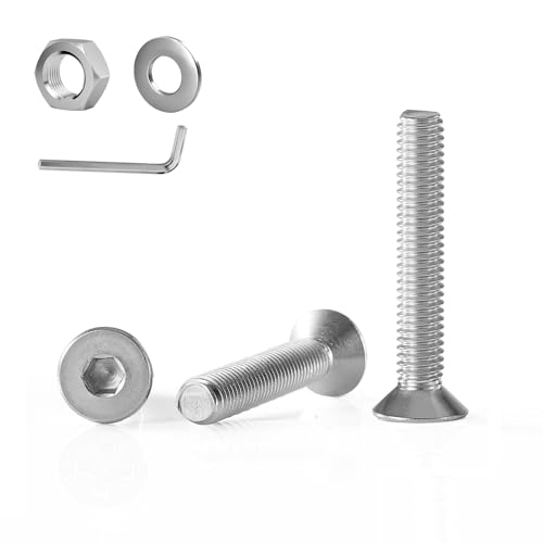 GOHODOMINO M6×30mm (20Stück) Senkschrauben mit Innensechskant DIN 7991 (ISO 10642) Vollgewinde Senkkopfschraube aus rostfreiem Edelstahl A2 V2A von GOHODOMINO