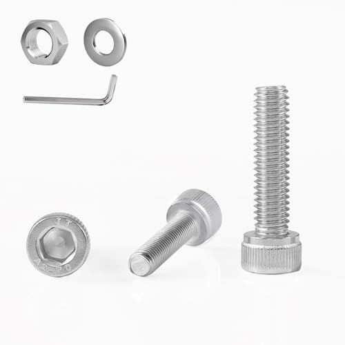 GOHODOMINO M6×50mm (20Stück) Zylinderschrauben mit Innensechskant DIN 912 (ISO 4762) Vollgewinde Zylinderkopfschrauben aus rostfreiem Edelstahl A2 V2A von GOHODOMINO