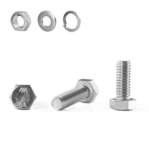 GOHODOMINO M8×20mm (20 Stück) Strukturschrauben Edelstahl DIN933 Vollgewinde Außensechskant Bolzen Set Maschinenschrauben Gewindestange von GOHODOMINO
