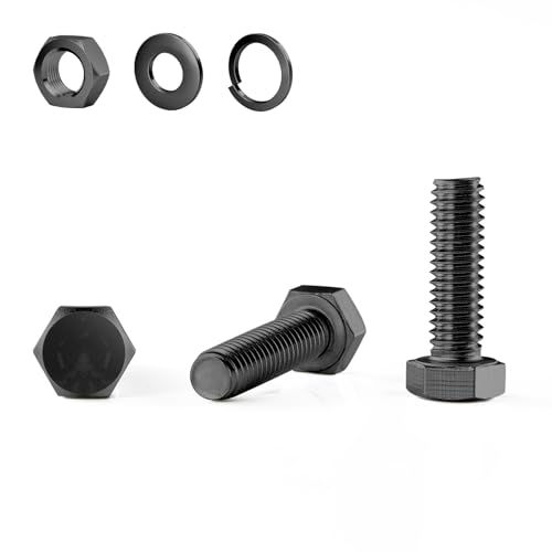 GOHODOMINO M8×25mm (20 Stück) Strukturschrauben Edelstahl DIN933 Vollgewinde Außensechskant Bolzen Set Schwarzoxid Maschinenschrauben Gewindestange von GOHODOMINO