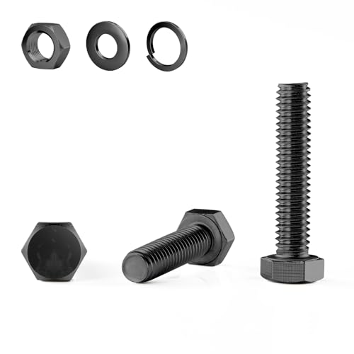 GOHODOMINO M8×40mm (20 Stück) Strukturschrauben Edelstahl DIN933 Vollgewinde Außensechskant Bolzen Set Schwarzoxid Maschinenschrauben Gewindestange von GOHODOMINO