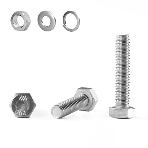 GOHODOMINO M8×45mm (20 Stück) Strukturschrauben Edelstahl DIN933 Vollgewinde Außensechskant Bolzen Set Maschinenschrauben Gewindestange von GOHODOMINO
