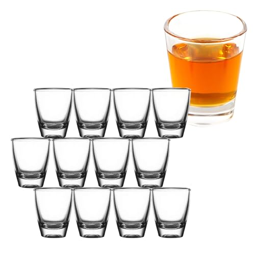 12 Stück Kleine Likörgläser, 35ml/3cl Schnapsgläser Glas, Shotgläser aus klarem Glas mit dickem Boden, Spülmaschinenfest Dicke Basis, Transparent Shot Gläser, für Holiday Gatherings, Family Bars von GOIEHIR