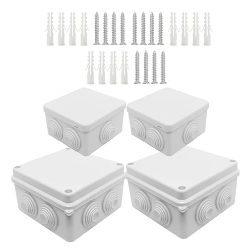 4 Stück Anschlussdose Wasserdicht IP65, verteilerdose aufputz 85 x 85 x 50 mm, 100 x 100 x 70 mm, Abzweigdose Verteilerdose, mit Schraube, für Innen & Außen von GOIEHIR