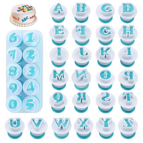 Alphabet Ausstecher, 26 Stück Buchstaben Ausstecher, 10 Stück Zahlen Fondant, Buchstaben Ausstecher,Fondant Ausstecher Backen Zubehör für Kuchen, Keks von GOIEHIR