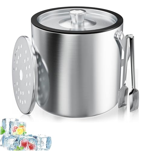 Eiswürfelbehälter, 3L Eiswürfelbehälter Aufbewahrung, Edelstahl Eisbehälter, mit Sieb und Eiszange, zur Aufbewahrung von Eis und zum Kühlen von Getränken Eiswürfelbehälter, 3L Eiswürfelbehälter Aufbewahrung, Edelstahl Eisbehälter, mit Sieb und Eiszange, zur Aufbewahrung von Eis und zum Kühlen von Getränken von GOIEHIR