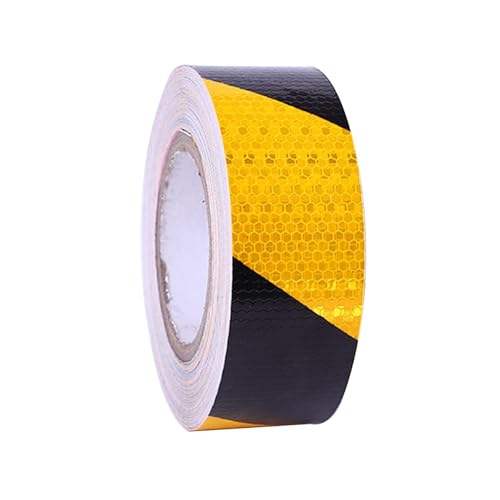 GOIEHIR 12m × 5cm Reflektierendes Band, Selbstklebend Reflektorband Gelb Schwarz, Warnaufkleber Reflektorband, für Warnmarkierung Sicherheit von GOIEHIR