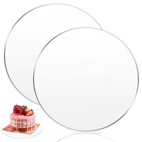 GOIEHIR Acryl Cake Board, 2 Stück Kuchenplatte Transparent, Ø 30 cm Rund Kuchenplatte, Kuchenplatte 2 mm Dick Mit Schutzfolie, um Servieren von Kuchen für Transport Kuchen und DIY Handwerk von GOIEHIR