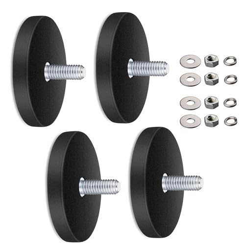 GOIEHIR Magnete, 4 Stück Magnete mit Gewinde, Ø 43 mm mit M6 Außengewinde, mit Gummi-Mantel Anti-Rutsch für Schrauben Öse oder Haken von GOIEHIR