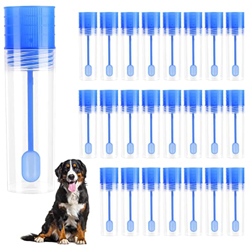 Stuhlprobenröhrchen, 24 Stück Kotprobenröhrchen Hund und Katze, 15ml Kotprobenröhrchen Mit Löffel Und Etikettenaufkleber, Stuhlröhrchen mit Löffel,Untersuchungsröhrchen für Haustiere zum Testen von GOIEHIR