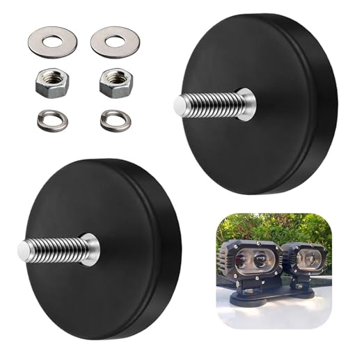 Magnete, 2 Stück Magnete mit Gewinde, Ø 66 mm mit M6 Außengewinde, mit Gummi-Mantel Anti-Rutsch für Schrauben Öse oder Haken von GOIEHIR
