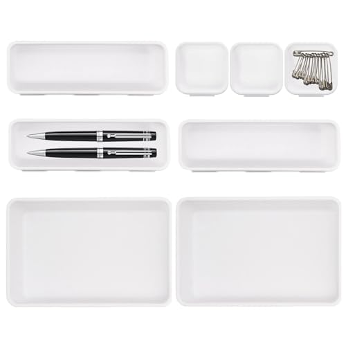 Schubladen Organizer, 8 Stücke Schubladen Ordnungssystem, Schreibtisch Organizer Schubladen für Küche, Bad, Schlafzimmer, Schminktisch, Weiß von GOIEHIR