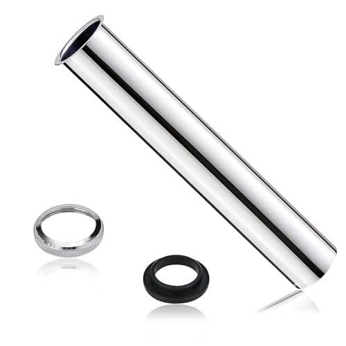 Universal Tauchrohr für Siphon, 20 cm Verlängerung Rohr Abfluss, Verchromter Siphon Verlängerung mit 1 Mutter und 1 Dichtungsgummischeibe Geliefert für Design Siphon, Röhrensiphon, Tassensiphon von GOIEHIR