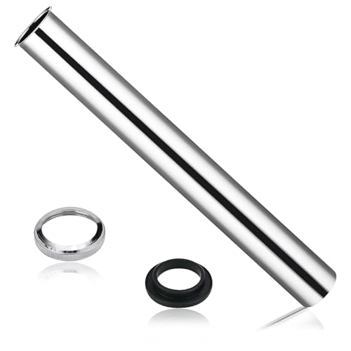 Universal Tauchrohr für Siphon, 30 cm Verlängerung Rohr Abfluss, Verchromter Siphon Verlängerung mit 1 Mutter und 1 Dichtungsgummischeibe Geliefert für Design Siphon, Röhrensiphon, Tassensiphon von GOIEHIR