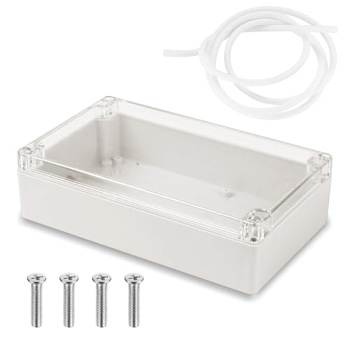 Wasserdichte IP65 Leergehäuse, 1er-Pack Elektronische Gehäuse Box, 200 x 120 x 75 mm Kunststoffgehäuse mit Transparenter Abdeckung, Universelles Projektgehäuse, Anschlussdose von GOIEHIR