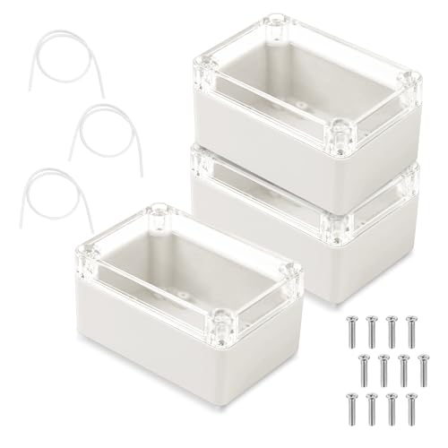 Wasserdichte IP65 Leergehäuse, 3er-Pack Elektronische Gehäuse Box, 100 x 68 x 50 mm Kunststoffgehäuse mit Transparenter Abdeckung, Universelles Projektgehäuse, Anschlussdose Wasserdichte IP65 Leergehäuse, 3er-Pack Elektronische Gehäuse Box, 100 x 68 x 50 mm Kunststoffgehäuse mit Transparenter Abdeckung, Universelles Projektgehäuse, Anschlussdose von GOIEHIR
