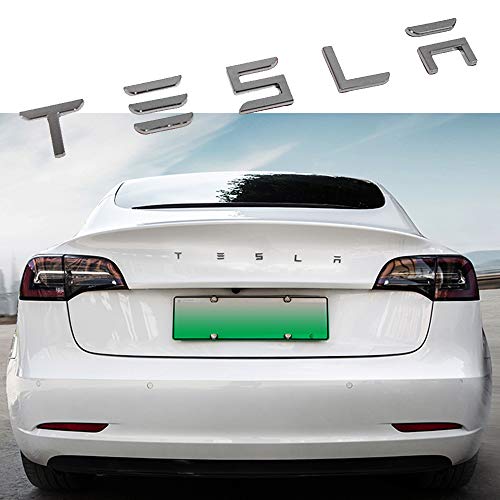 GOINUS 3D Zinklegierung Tesla Buchstaben Aufkleber Auto Heck Kofferraum Emblem Aufkleber Abzeichen Aufkleber für Tesla Model S Model 3 Model X von GOINUS
