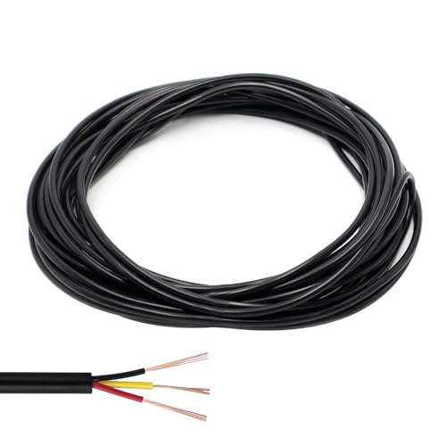 GOIYZTTR 10 Meter 3 Adriges Kabel 24AWG 3 Adrig Kabel Verlängerungskabel Schwarz Durchmesser 4mm Sauerstofffreies Mehrlitziges Verzinntes Kupferkabel für Elektrische Beleuchtung von GOIYZTTR