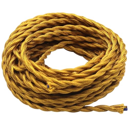GOIYZTTR 10 Meter Vintage Gepflochten Kabel 2-Adriges Textilkabel Gold 2 * 0.75mm Verseiltes Kabel Geeignet für DIY Lampen und Beleuchtung GOIYZTTR 10 Meter Vintage Gepflochten Kabel 2-Adriges Textilkabel Gold 2 * 0.75mm Verseiltes Kabel Geeignet für DIY Lampen und Beleuchtung von GOIYZTTR