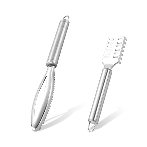 GOIYZTTR 2 Stück Fischentschupper Edelstahl Fischschuppen Entferner-Set Fisch Scaler Scraper mit Griff Für Schnellere und Einfachere Fischschuppen Hautentfernung von GOIYZTTR
