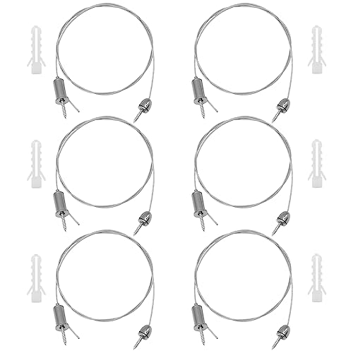GOIYZTTR 6 Stück Seilaufhängung Einbauset 1m*1.5mm Aufhängung Drahtseil Edelstahl Draht Seil mit Zubehör Einstellbare Länge für LED Panel Befestigungs von GOIYZTTR