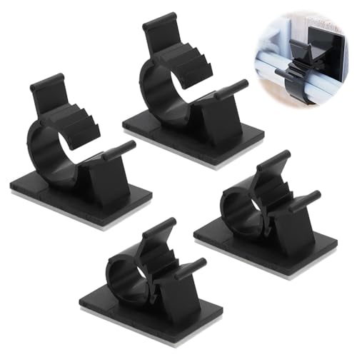 GOIYZTTR 60 Stück Einstellbar Kabelschellen Verstellbare Klebrige Kabel-Clips mit Klebstoff Schwarz Kabelbefestigung Selbstklebend Drahthalter für Kabelmanagement von GOIYZTTR