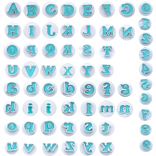 GOIYZTTR 62Pcs Fondant Buchstaben Ausstecher Satz,Kuchen Fondant Formen mit Beweglichen Buchstaben Zahlen Geeignet für Backen Kuchendekoration Und Zubehör von GOIYZTTR